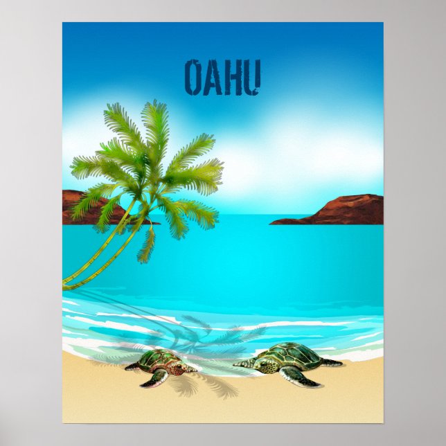 Oahu Hawaii Travel Poster (Front)