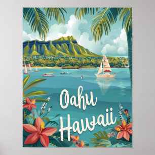 Oahu Hawaii Travel Poster Art Print Poster