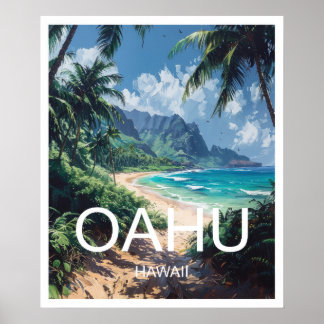 Oahu Hawaii Travel Poster Art Print Poster