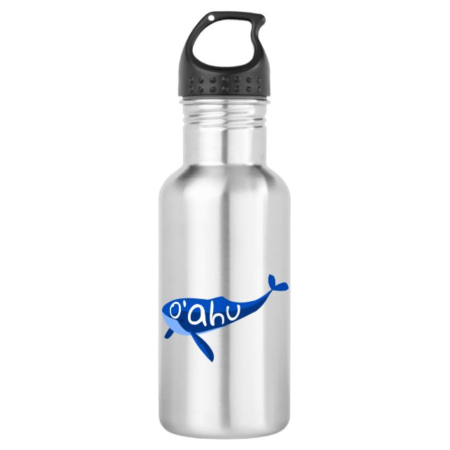 O'ahu Hawaii Whale Stainless Steel Water Bottle (Front)