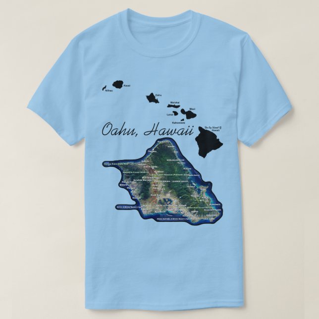 Oahu Hawaii With Hawaiian Islands T-Shirt (Design Front)