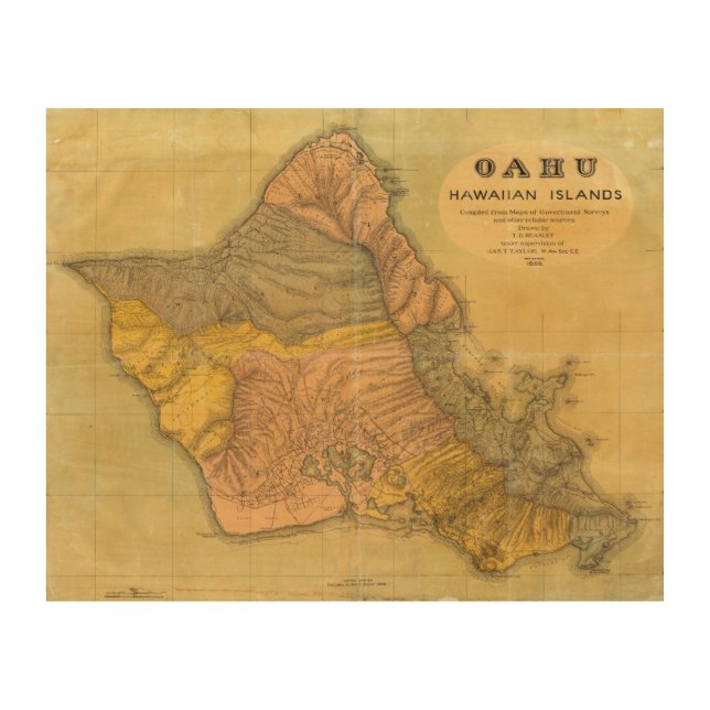 Oahu, Hawaiian Islands Wood Wall Art (Front)