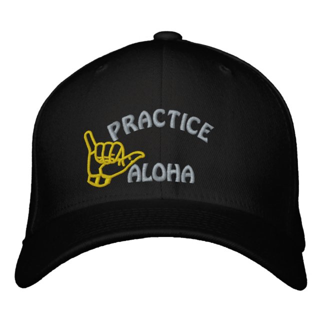 Oahu Practice Aloha Shaka (Hang loose) Embroidered Baseball Cap (Front)
