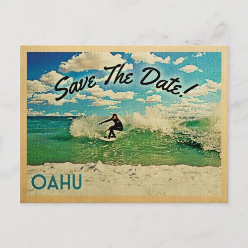 Oahu Save The Date Hawaii Surfing Announcement Postcard
