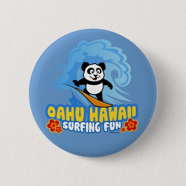 Oahu Surfing Panda Button (Front)