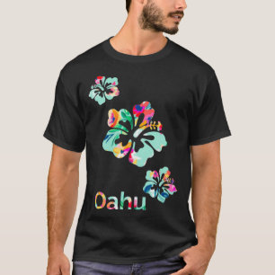 Oahu T Hawaii Hawaiian Hibiscus flowers Surfer T-Shirt