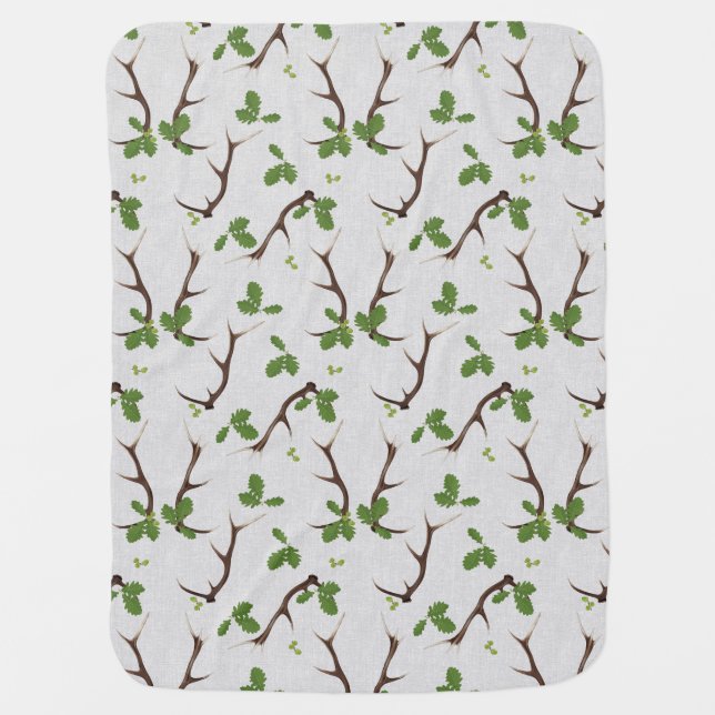 Oak and Antlers Baby Blanket (Front)
