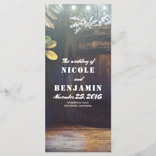 Oak Barrel Rustic Barn Baby's Breath Programs (Front)