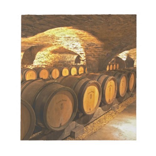 Oak barrles in the cellar at Domaine Comte Notepad