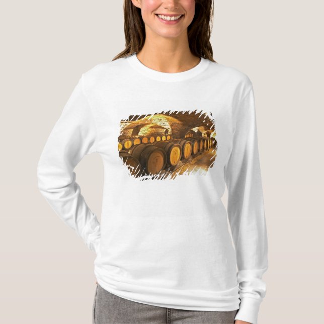 Oak barrles in the cellar at Domaine Comte T-Shirt (Front)