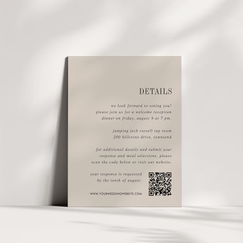 Oak Beige  All_in_One Wedding Details Enclosure Card
