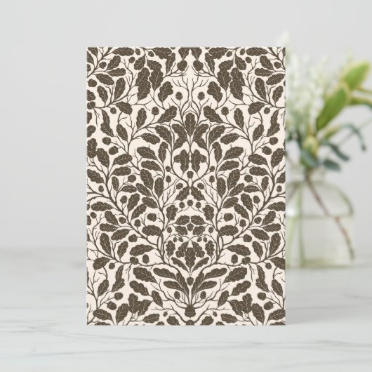 Oak branches and leaves, damask pattern in brown a (Standing Front)