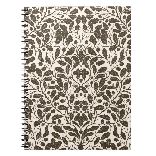 Oak branches and leaves, damask pattern in brown a notebook (Front)
