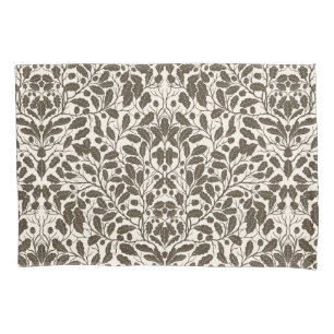Oak branches and leaves, damask pattern in brown a pillow case
