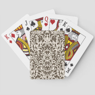 Oak branches and leaves, damask pattern in brown a poker cards