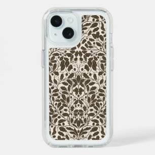 Oak branches and leaves, damask pattern in brown a iPhone 15 case