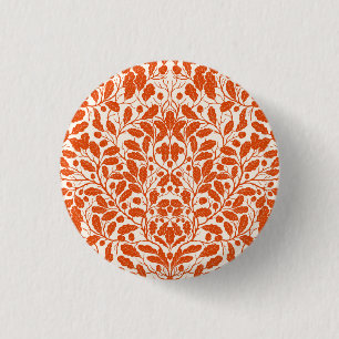 Oak branches and leaves, damask pattern in dark or button