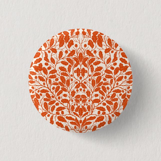 Oak branches and leaves, damask pattern in dark or button (Front)