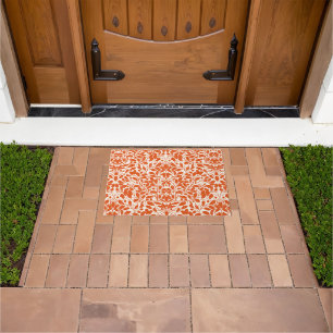 Oak branches and leaves, damask pattern in dark or doormat