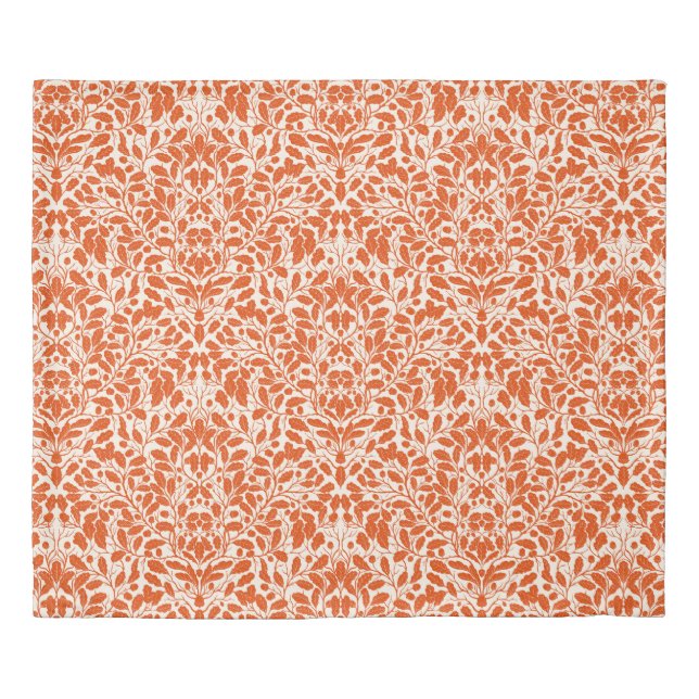 Oak branches and leaves, damask pattern in dark or duvet cover (Front)