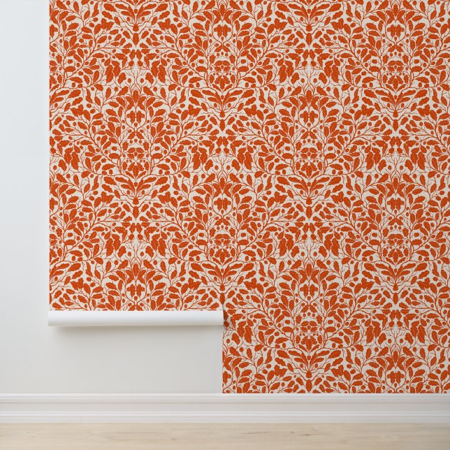 Oak branches and leaves, damask pattern in dark or wallpaper  (Application)