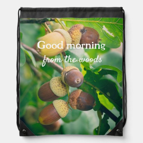 Oak branches with acorns drawstring bag