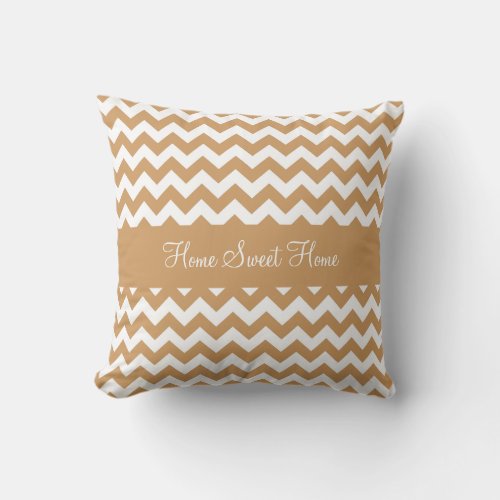 Oak Buff Golden Yellow Chevron Throw Pillow