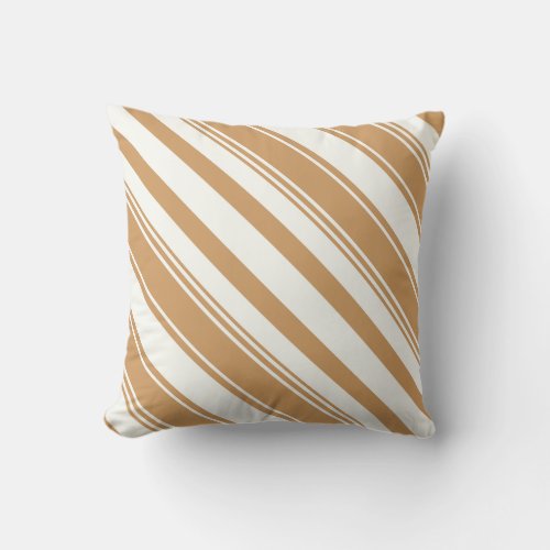 Oak Buff Golden Yellow Diagonal Stripes Throw Pillow
