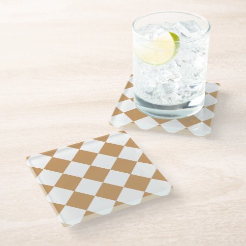 Oak Buff Golden Yellow Diamond Pattern Glass Coaster