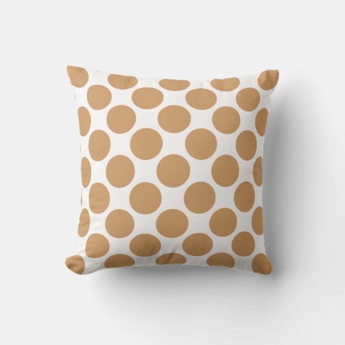 Oak Buff Golden Yellow Polka Dots Throw Pillow