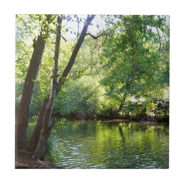 Oak Creek I in Sedona Arizona Nature Photography Ceramic Tile (Front)