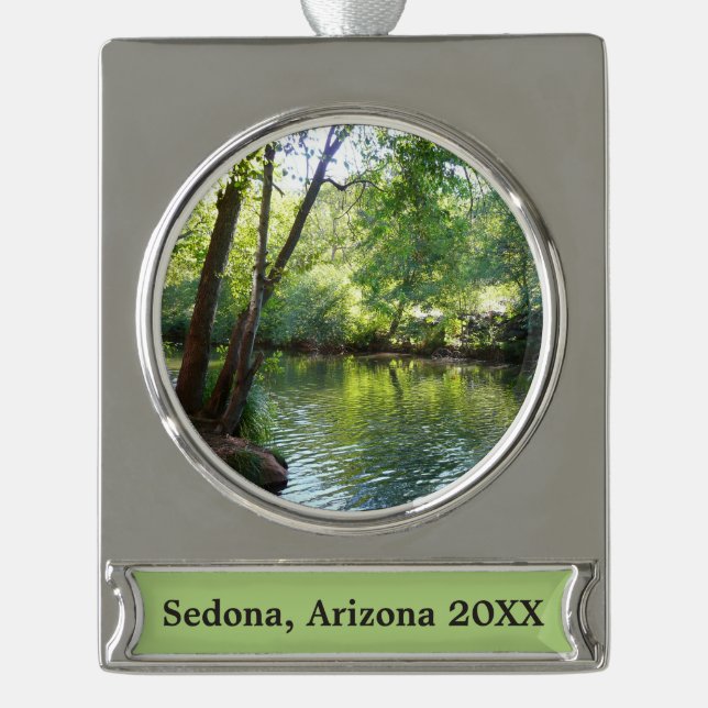 Oak Creek I in Sedona Arizona Nature Photography Silver Plated Banner Ornament (Front)