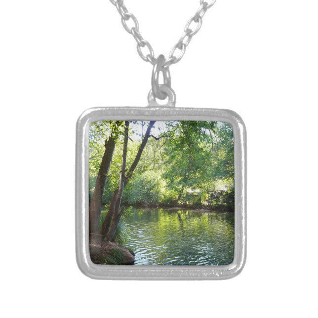Oak Creek I in Sedona Arizona Nature Photography Silver Plated Necklace (Front)