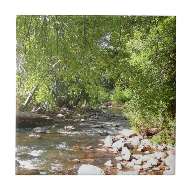 Oak Creek II in Sedona Arizona Nature Photography Ceramic Tile (Front)