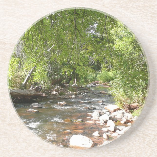 Oak Creek II in Sedona Arizona Nature Photography Drink Coaster (Front)