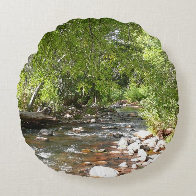 Oak Creek II in Sedona Arizona Nature Photography Round Pillow (Front)