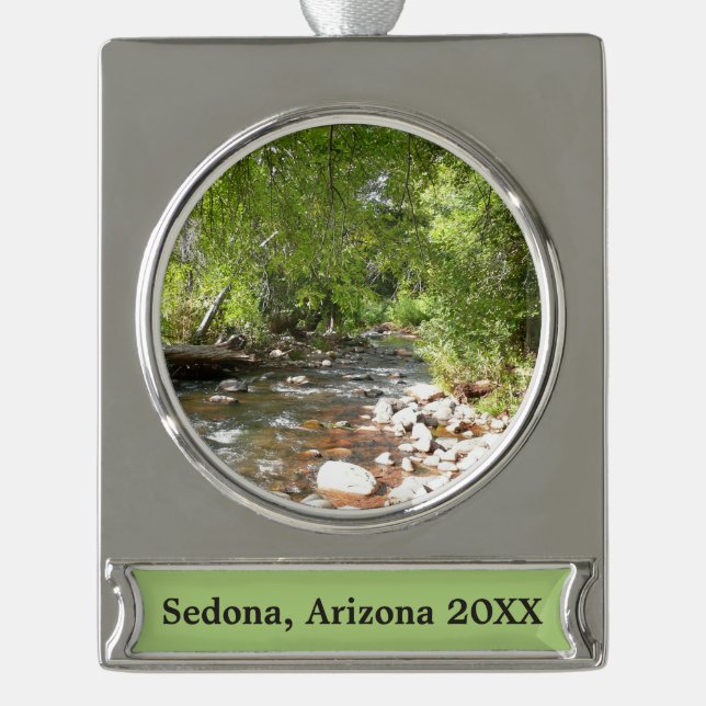 Oak Creek II in Sedona Arizona Nature Photography Silver Plated Banner Ornament (Front)