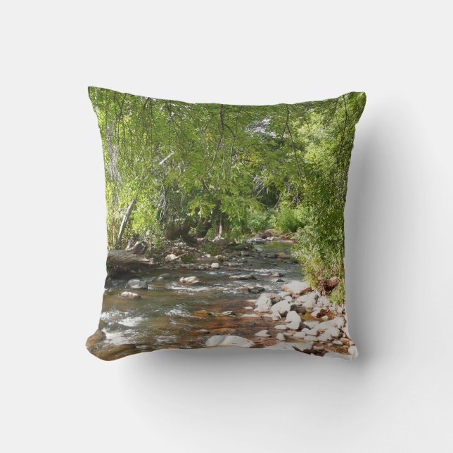 Oak Creek II in Sedona Arizona Nature Photography Throw Pillow (Front)