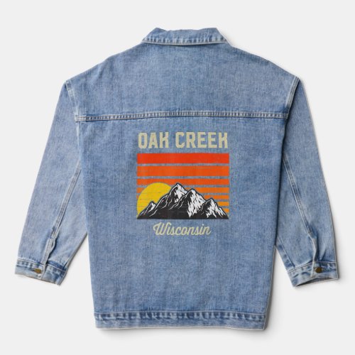 Oak Creek Wisconsin Retro City State Usa  Denim Jacket