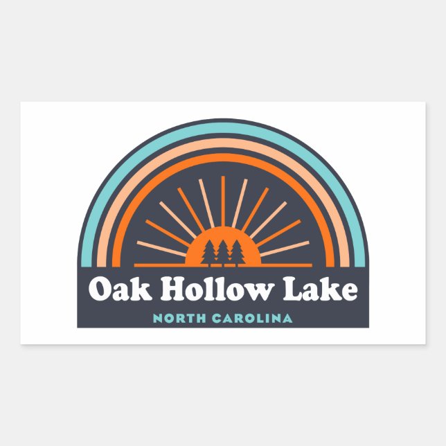 Oak Hollow Lake North Carolina Rainbow Rectangular Sticker (Front)