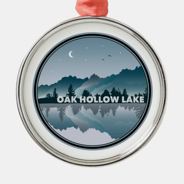 Oak Hollow Lake North Carolina Reflection Metal Ornament (Front)