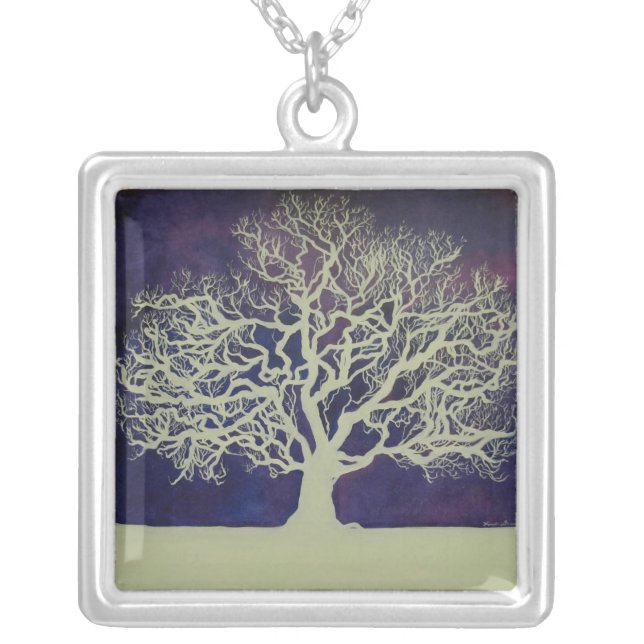 Oak In Winter Silver Plated Necklace (Front)