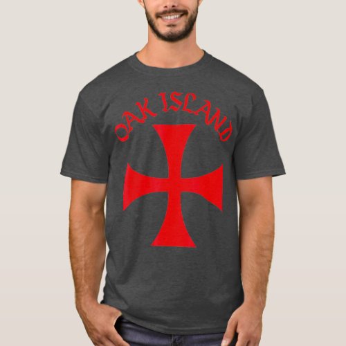 Oak Island Cross Red Print T_Shirt