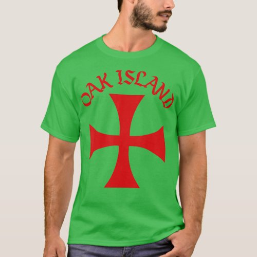 Oak Island Cross Red Print  T_Shirt