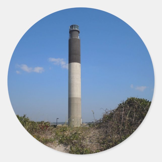Oak Island Lighthouse, North Carolina Classic Round Sticker (Front)