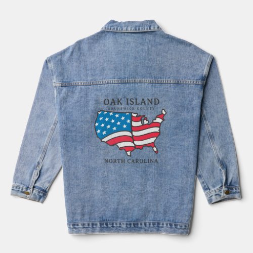 Oak Island Nc Summer Patriotic Pride This Fourth  Denim Jacket