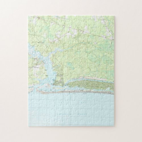 Oak Island North Carolina Map 1990 Jigsaw Puzzle