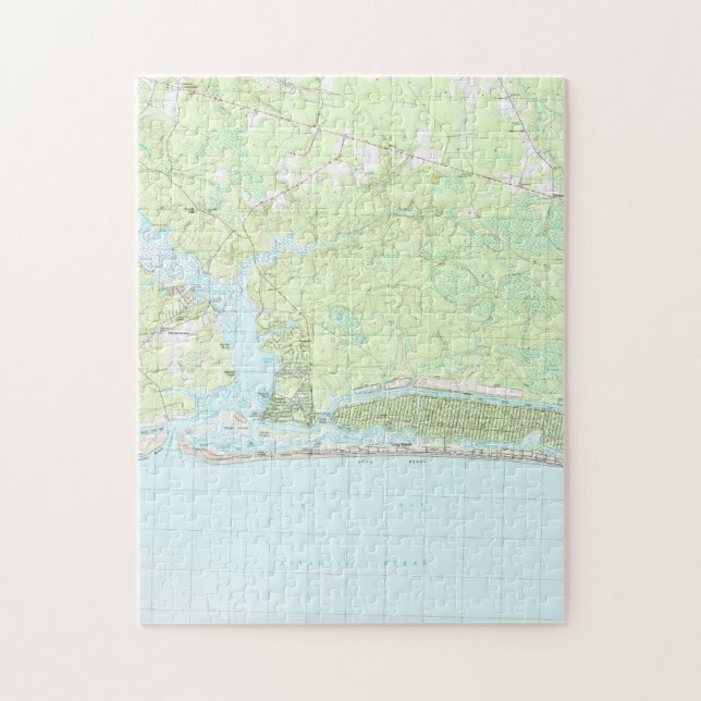 Oak Island North Carolina Map (1990) Jigsaw Puzzle (Vertical)
