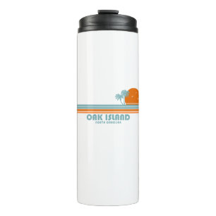 Oak Island North Carolina Sun Palm Trees Thermal Tumbler