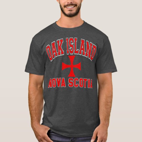 Oak Island Nova Scotia Cross Varsity Style Red T_Shirt